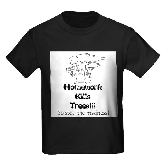 CafePress - Homework Kills Trees T Shirt - Dark T-Shirt Kids XS-XL