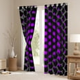 thumbnail image 3 of Black And Purple Curtains & Drapes 42"Wx63"L 3D Neon Geometric 30%-50% Blackout Curtains Women Bedroom,Abstract Geometry Honeycomb Window Curtains Soft Microfiber Window Treatments 2 Panels, 3 of 6