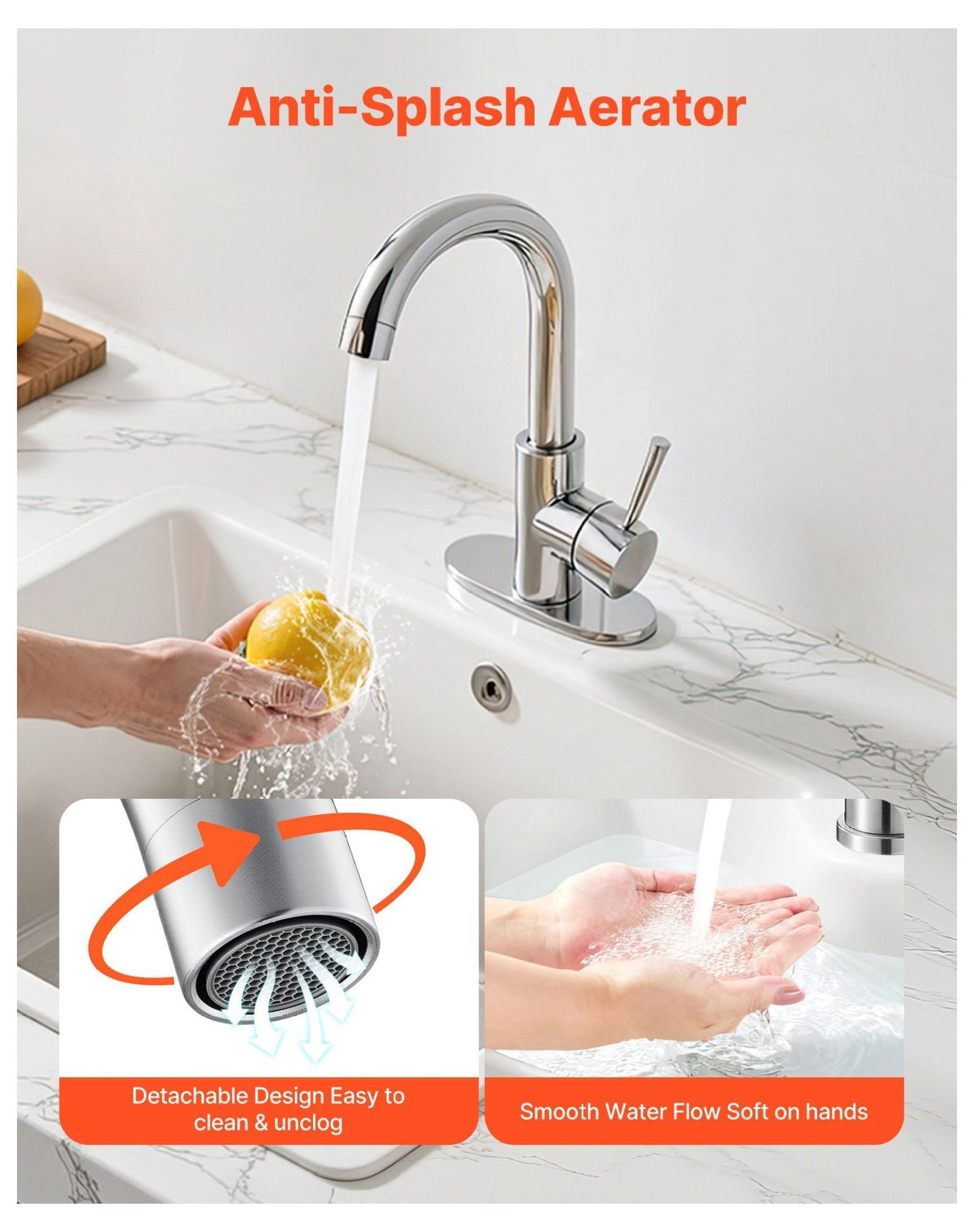 Single Handle Kitchen Faucet Brushed Nickel, 360° Rotation Sink Faucet with Aerator, 304 Stainless Steel Kitchen Water Faucet for Home, RV, Bathroom