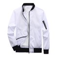 thumbnail image 2 of Daolelai Men's Baseball Jacket Solid Color Jacket Long Sleeve Collarless Coat, 2 of 5