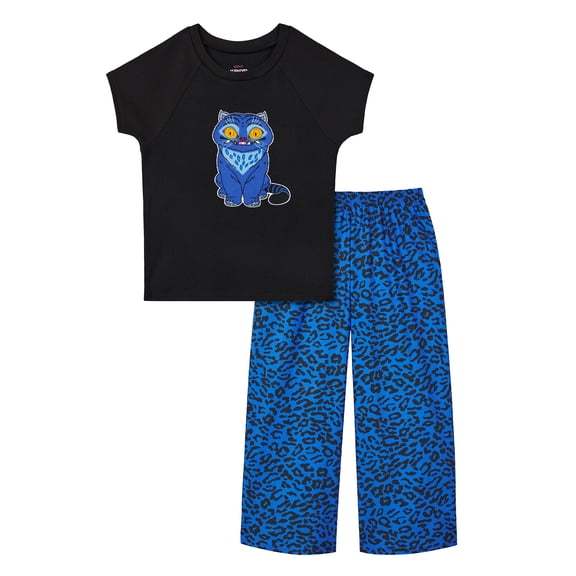 Kpop Demon Hunters Girls Short Sleeve Snug Fit Sleep Top and Pants Pajama Set, 2-Piece, Sizes 4-10
