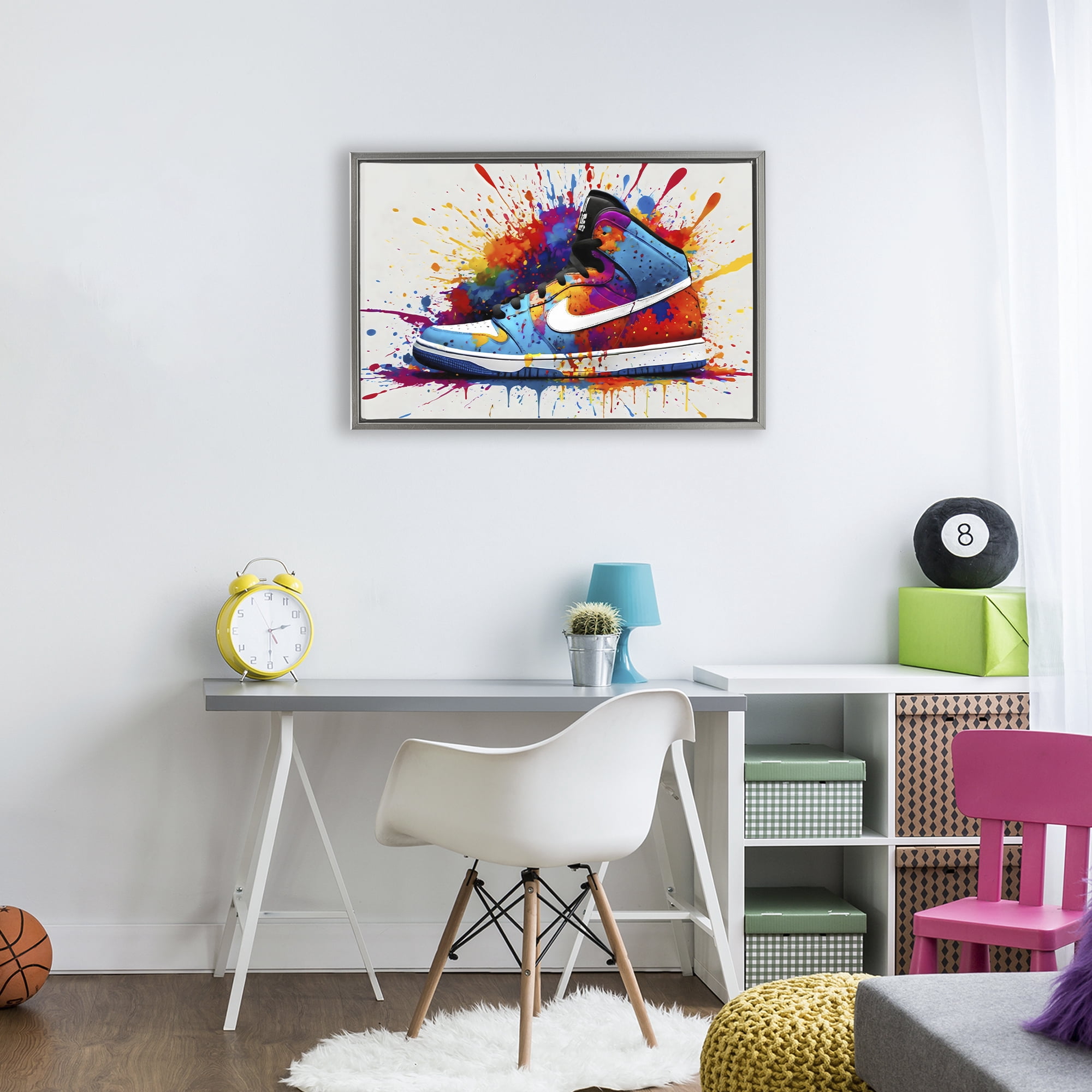 Stupell Industries Centric Sneaker Splash Gray Framed Floater Canvas Wall Art, design by Creative Studio