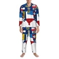 thumbnail image 3 of Fuzoiu The Map Of United States Print Men's Long-Sleeved Pajama,Lounge Button Down Nightwear,Mens Notch Collar Pajama Set -Small, 3 of 7