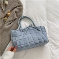 thumbnail image 3 of Bolsa de compras de gran capacidad para mujer de hombro de felpa de color sólido (Azul) Ehuebsd Para Estrenar, 3 of 9