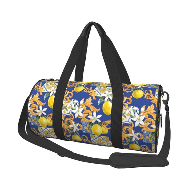 Fotbe Sicilian Style Bolsa Deportiva de Lona Plegable con Estampado, Bolsa de Gimnasio con Bolsillo Seco/Húmedo, Bolsa de Viaje Ultraligera de Gran Capacidad