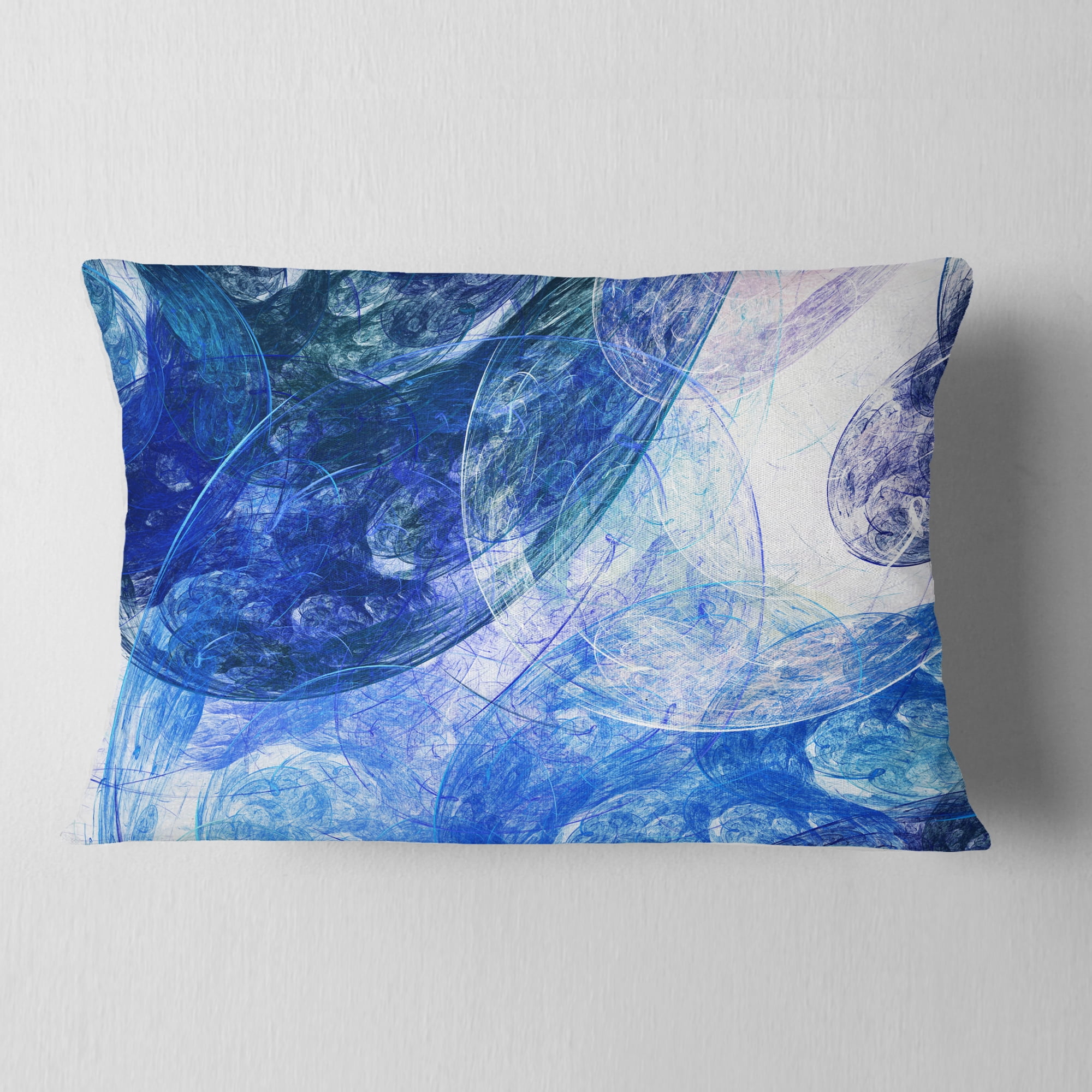 Designart Light Blue Swirling Clouds - Abstract Throw Pillow - 12x20