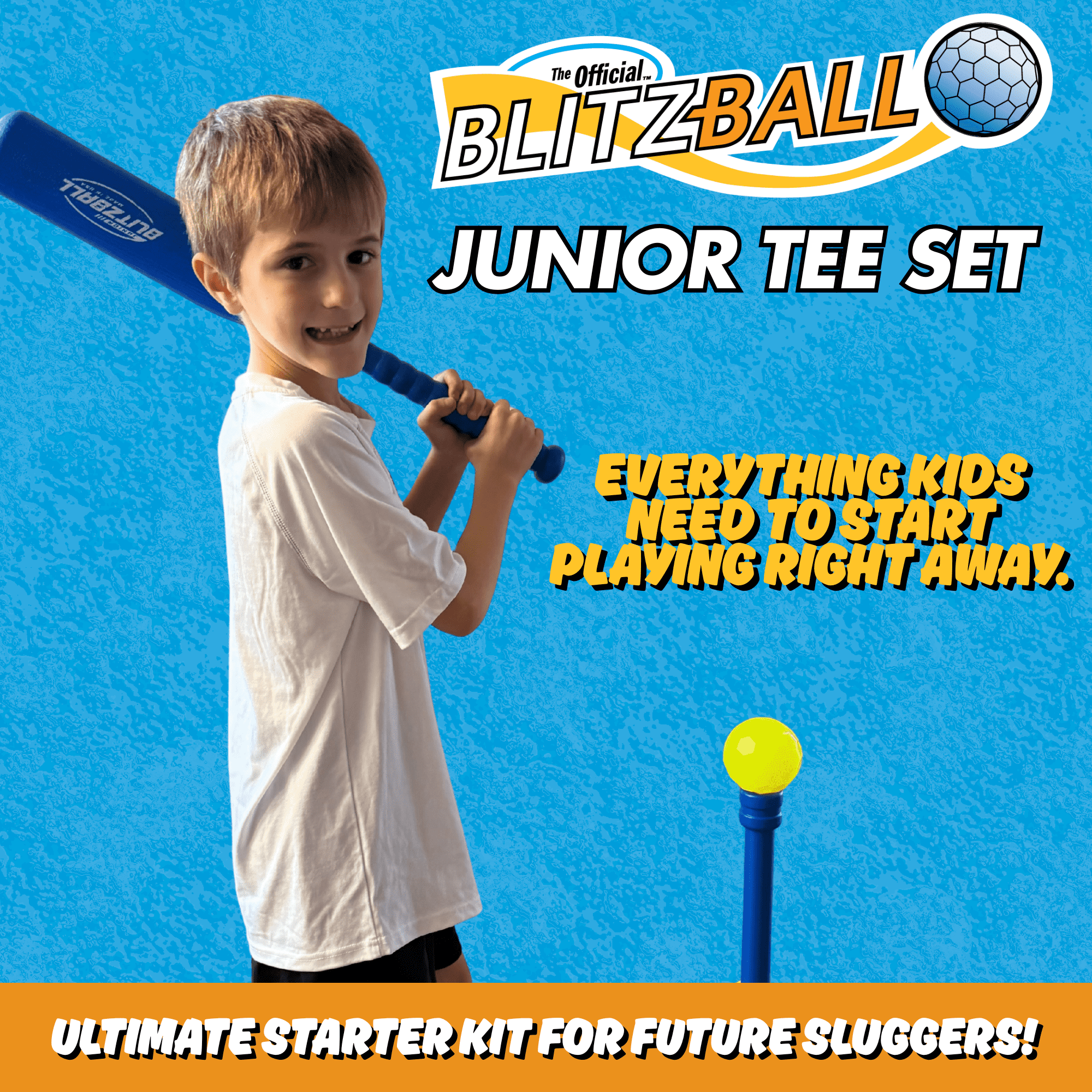 Blitzball Tee Ball Set, Beginner Baseball Training Game for Kids & All Ages