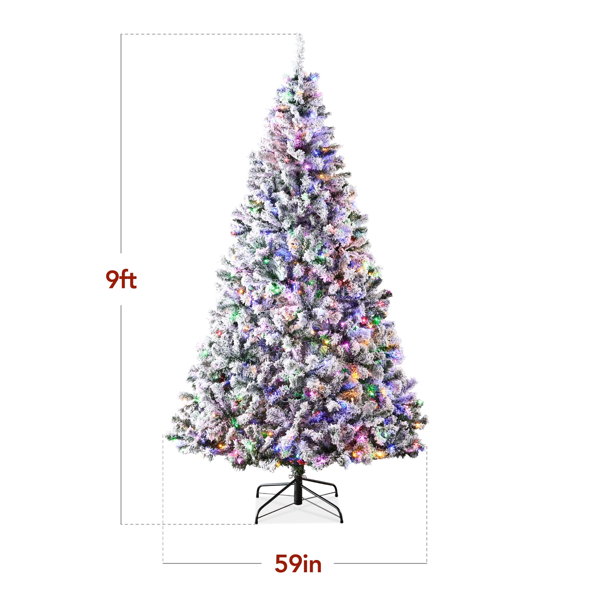 Best Choice Products 6ft Pre-Lit Holiday Christmas Pine Tree w/ Flocked Branches, 250 Warm-White & Multicolored Lights