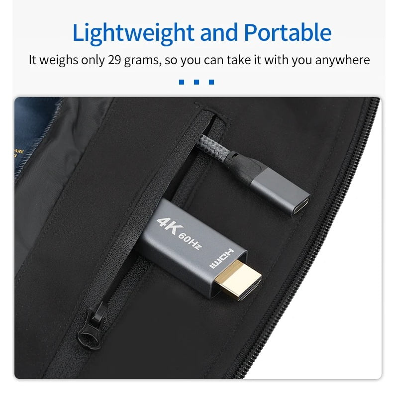 USB C Female to HD Male Adapter, Ultra HD 4K 60Hz Input/Output Converter, USB-C Audio/Video, 3.1