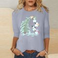 thumbnail image 2 of Women's Christmas Crop Sleeve T Shirt: Snowman Pattern Shirt Merry Christmas T Shirt Christmas Top, 2 of 4