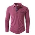 thumbnail image 3 of Fnnxeal Mens Polo Shirts Casual Collar Fall Winter Long Sleeve Breathable Hot Pink Polo Shirts for Men Size M, 3 of 8