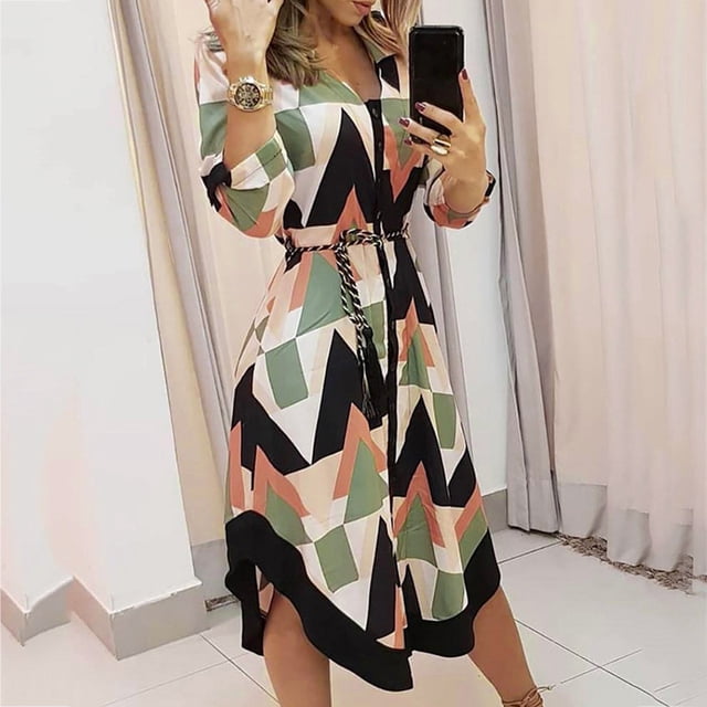 Jienlioq Robe Grande Taille pour Femmes Liquidation Style Vacances Féminin Imprimé Décontracté Grande Taille Robe pour Dames