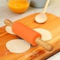 thumbnail image 4 of Ludlz 2 Pcs Small Rolling Pins Children DIY Baking Tool Food Grade Silicone Non-sticky Wooden Handle Smooth Edge Dumpling Dough Kis Rolling Pins Toy, 4 of 8