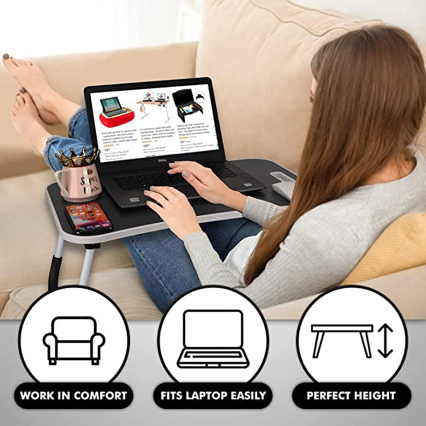 MavoCraft / Folding Lap Desk for Bed and Sofa / Dark Grey