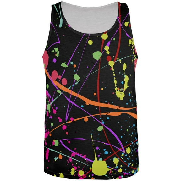 Splatter Paint Black All Over Adult Tank Top - Medium