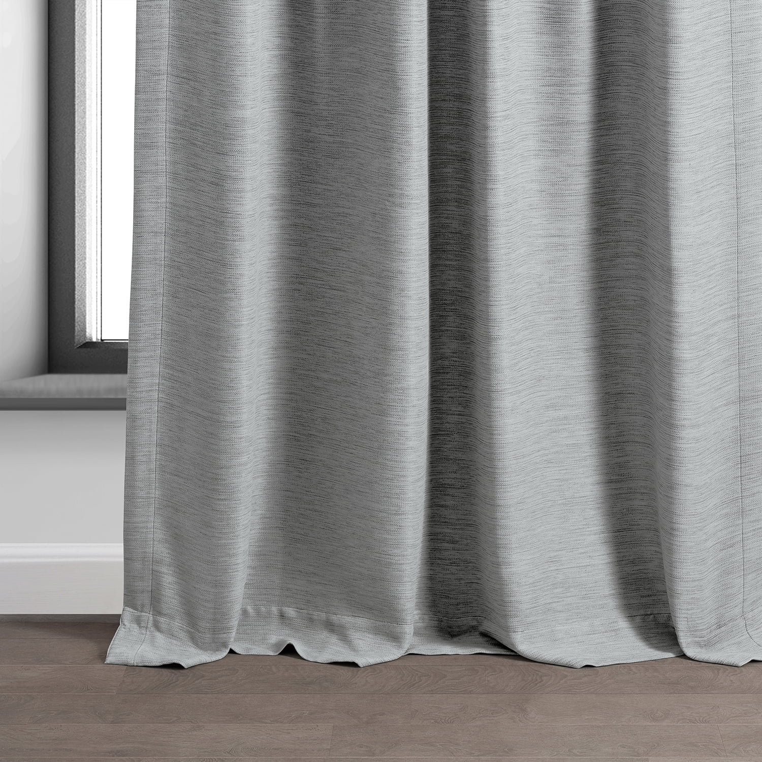 Half Price Drapes Vista Grey Bellino Textured Faux Linen Room Darkening Curtains For Bedroom & Living Room Curtains(1 Panel), Curtains 120 Inches Long, 50W X 120L