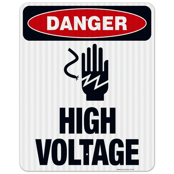 High Voltage Sign, OSHA Danger Sign, (SI-3797) 24x30 Reflective Aluminum EGP