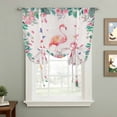 thumbnail image 2 of Pink Flamingo Balloon Curtains for Windows, Bedroom Curtains 54 Inch Length, Tropical Botanical Summer Flower Rustic Tie Up Curtains Panels Thermal Insulated Bathroom Curtains Window 42"x54", 2 of 8