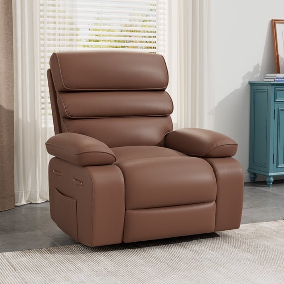 UDPATIO Leather Rocking Chair with Massage Full Body for Elderly,Zero Gravity Recliner Chair with Heat,Oversized Swivel Reclining Chair for Living Room