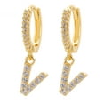 thumbnail image 2 of Wholesale Dainty Gold Plated Initial Hoop Earrings Letter Alphabet Dangle Earrings Fashion Sparkly Rhinestone Letter Initial Pendant Drop Earrings For Women Valent, 2 of 2