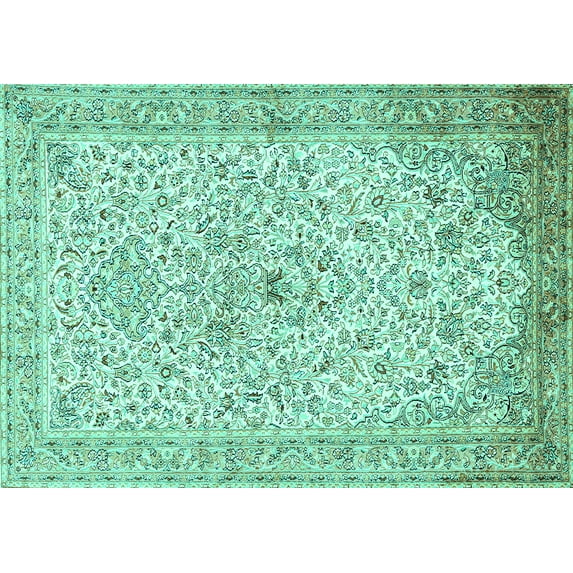 Ahgly Company Indoor Rectangle Persian Turquoise Blue Traditional Area Rugs, 5' x 7'