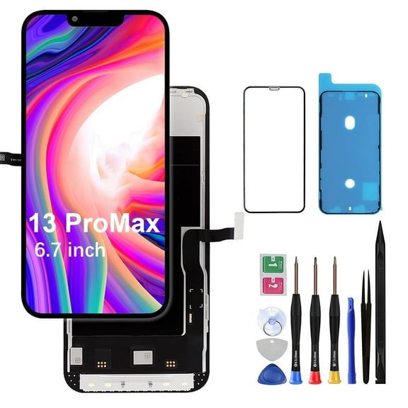 Screen Replacement for iPhone 13 Pro Max - LCD Replacement Kit & 3D Touch Digitizer Display Full Aassembly for iPhone 13 Pro Max 6.7 Inch Model  A2484, A2641, A2643, A2644, A2645 with Repair Tools