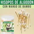 thumbnail image 3 of Hisopos de algodón Lidernova con mango de bambú envase con 100 pzas, 3 of 4