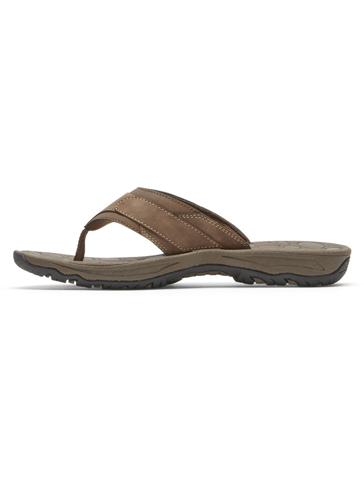 Rockport Mens Hayes Faux Leather Slip-On Flip-Flops 