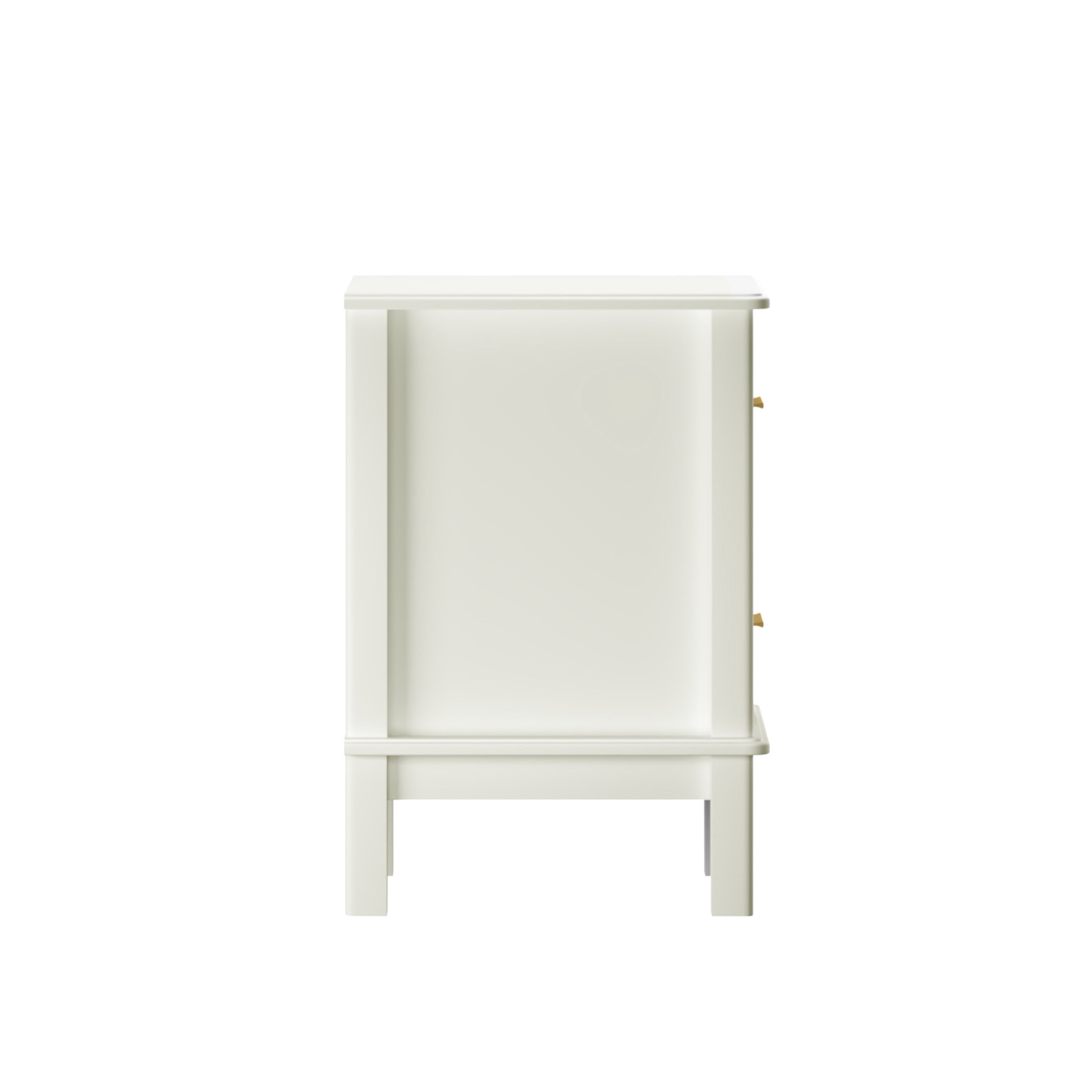 Noble House Misty 16" Modern 2-Drawer Nightstand with Gold Handles, Sturdy Accent Table for Small Spaces, Cream White