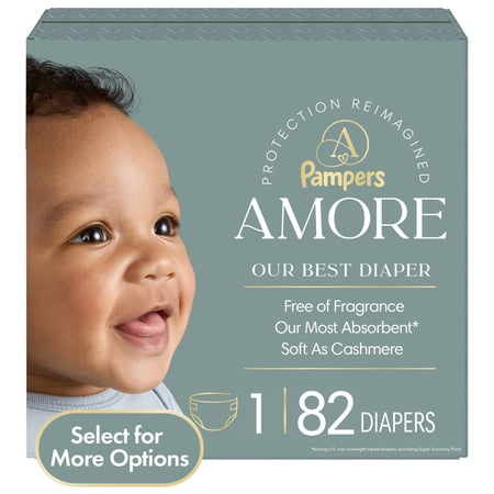 Pampers Amore Baby Diapers Size 1, 82 Count (Select for More Options)