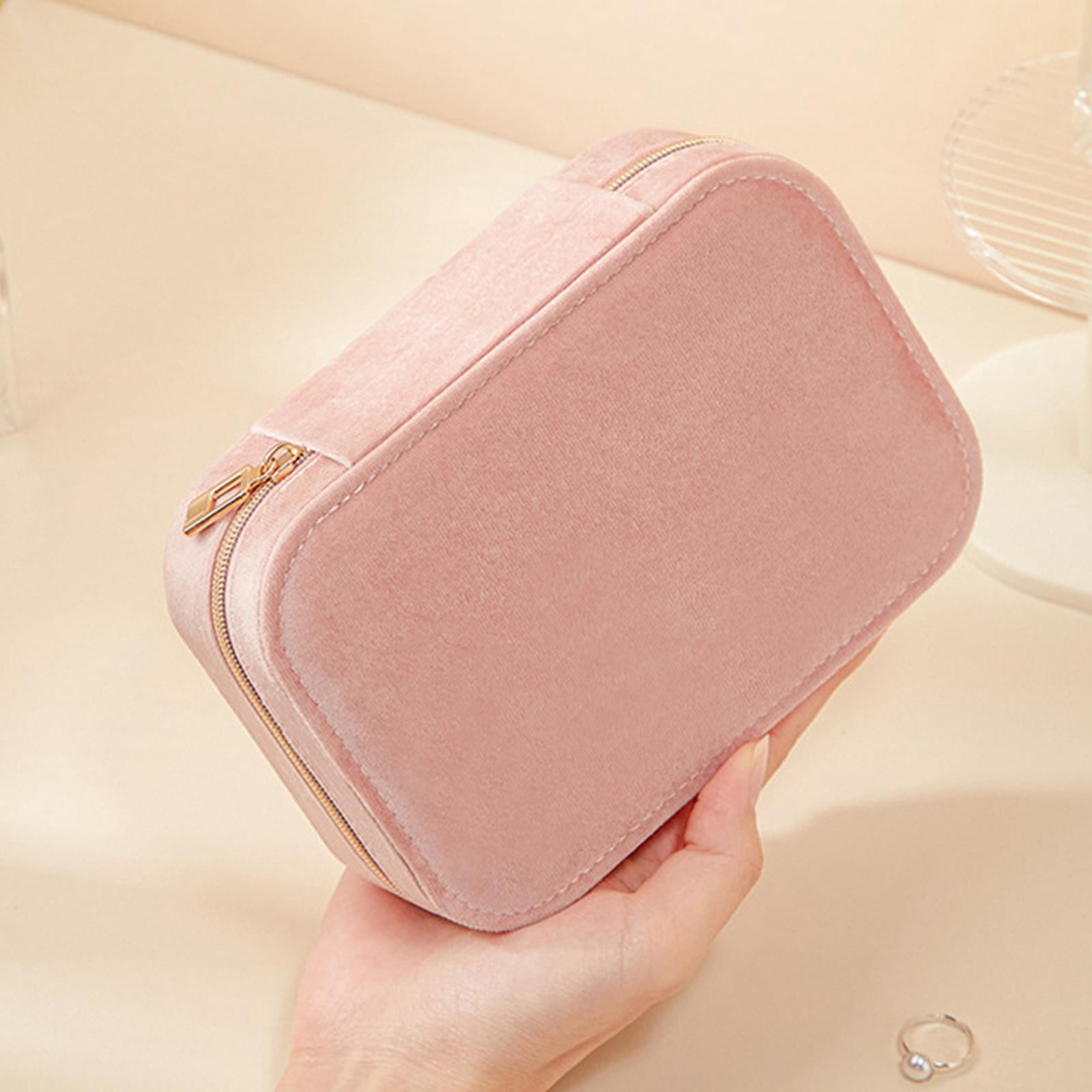 FVDPWYE Earrings Organizer Jewelry Showcase ,Travel Storage Case Chic with Hanging Hooks pink