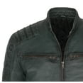 thumbnail image 5 of Skylinewears Mens Motorbike Leather Jacket Vintage Long Sleeve Stand Collar Real Leather Jackets Green Char, 5 of 7