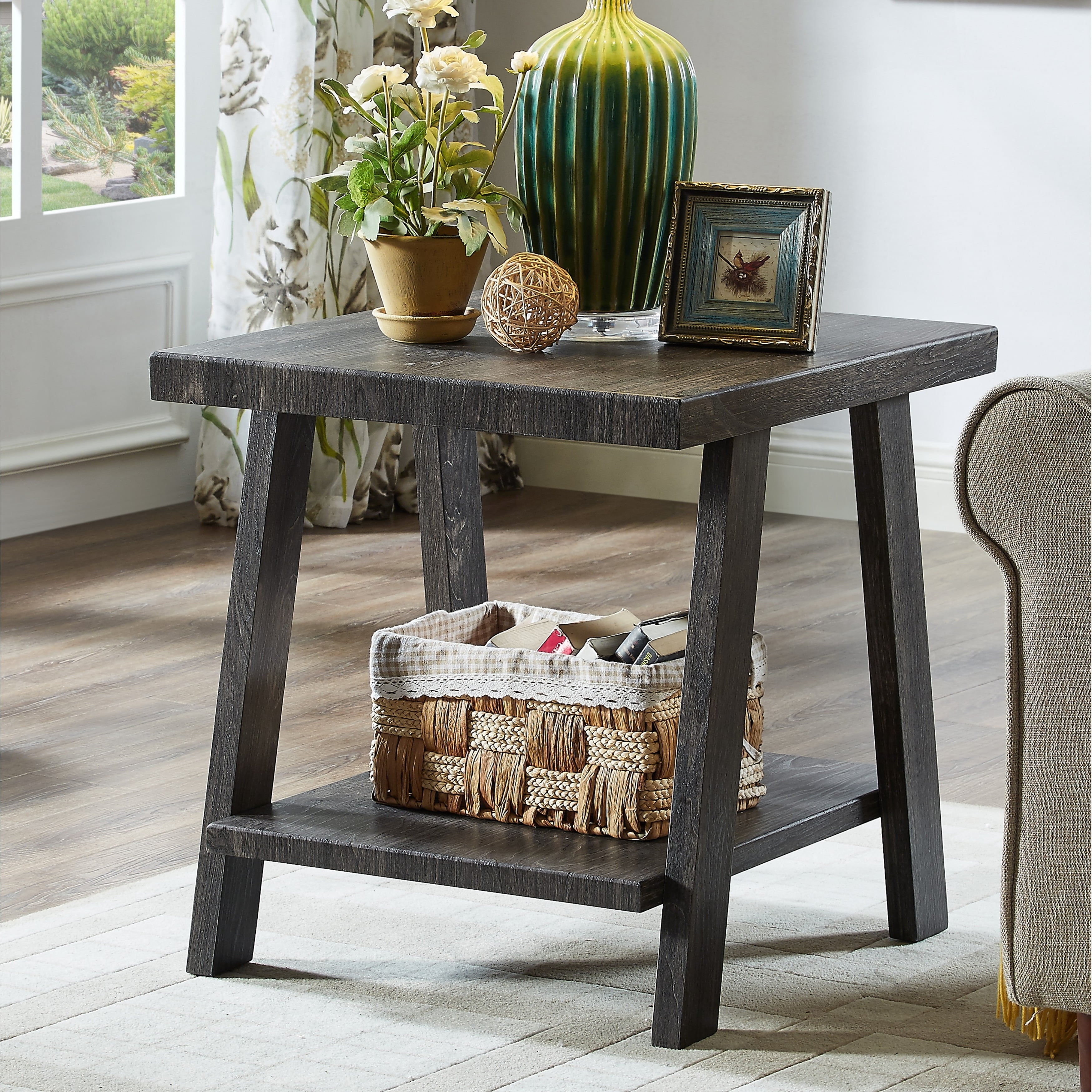 Athens 3-Piece Contemporary Wood Shelf Coffee Table Set