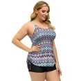 thumbnail image 2 of Hanna Nikole Women's Tankini Swimsuits Geometric patterns Tummy Control Plus Size Bathing Suit 2 Piece Padded Tops+High Waist Briefs Swimwear, 2 of 8