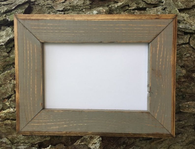 5 x 7 Inch Picture Frame, Gray Rustic Weathered Style, Stained With