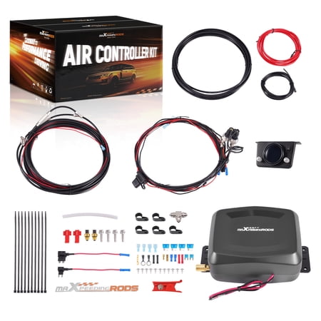 maXpeedingrods Dual Path On Board Air Compressor System 120 PSI Air Spring Compressor Kit with Gauge Air Line Fittings for Trucks Vans