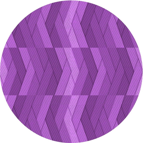 Ahgly Company Indoor Round Patterned Bright Neon Pink Purple Area Rugs, 5' Round