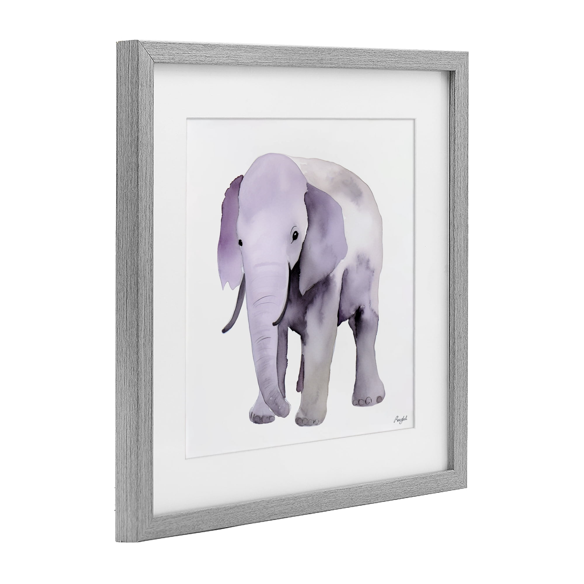 Stupell Industries Kid's Minimal Elephant Gray Framed Print Under Glass, design by Roozbeh