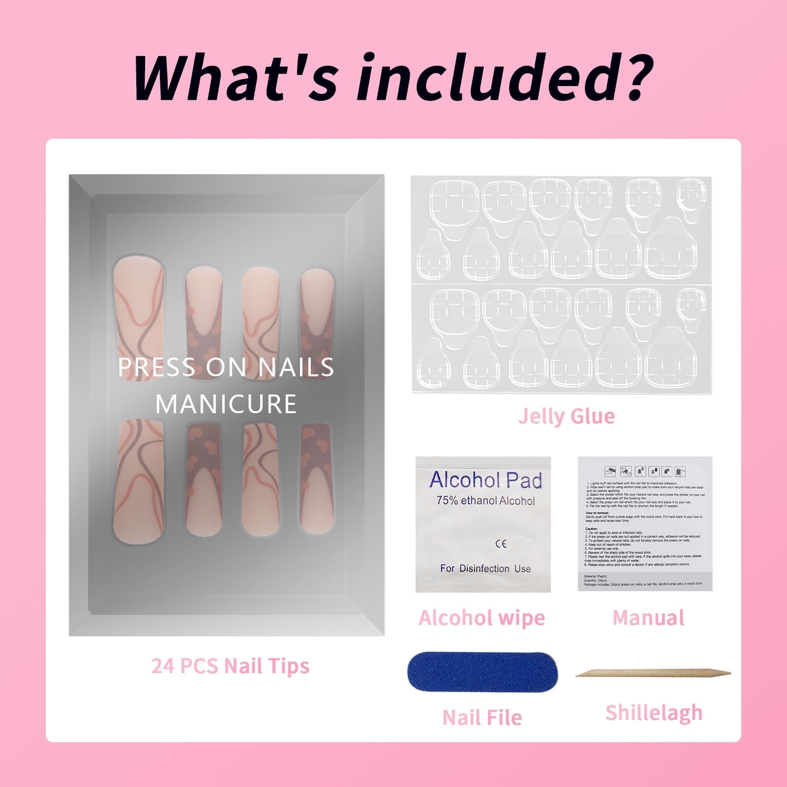 ponz nail  Fofosbeauty 24pcs Press on Nails, Artificial Acrylic Nails