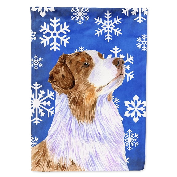 Australian Shepherd Winter Snowflakes Holiday Garden Flag
