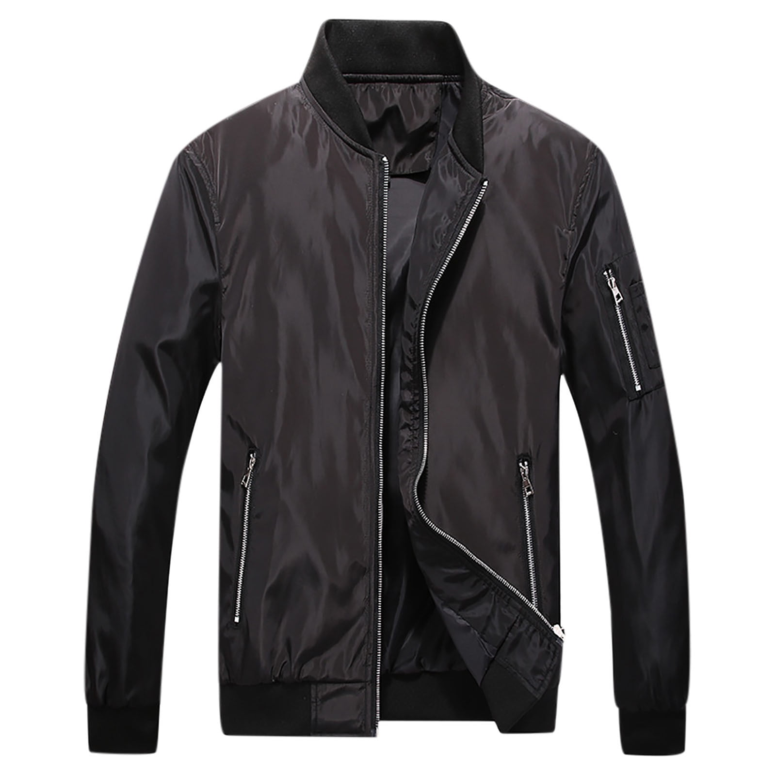 Men s Coats And Jackets Hooded Men Zipper Trendy Casual Baseball Clothing Jacket Coat Loose Outwear Overcoat Black XXXXL JE Walmart