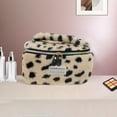 thumbnail image 5 of Unique Bargains 1 Pc Leopard Pattern Drawstring Makeup Bag for Vacation Business Travel Plush Rose Red, 5 of 6