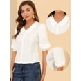 thumbnail image 2 of INSPIRE CHIC Blusa De Manga Corta Con Cuello De Peter Pan Para Mujer Blanco XS, 2 of 5