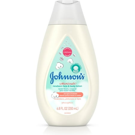 2 Pack - JOHNSON'S Cotton Touch Newborn Baby Face and Body Lotion, Made with Real Cotton 6.8