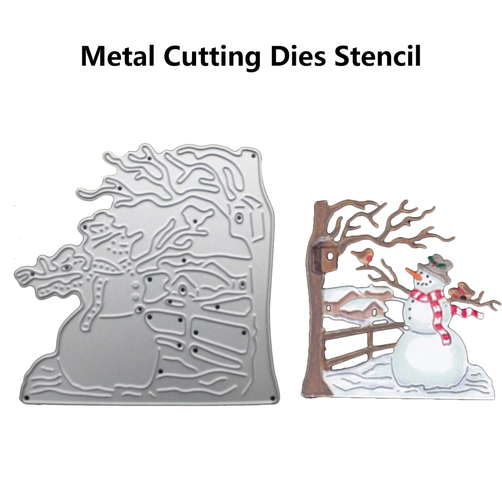 Xmas Snowman Car Gift Tag Embossing Stencils Metal Cutting Dies Diy Scrapbooking 