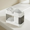 thumbnail image 4 of Kraoden Toothbrush Storage Organizer, Plastic Bathroom Cup Holder with Drainage, Compact Countertop Rack, Durable Toiletries Organizer for Home & Travel, 4 of 6