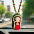 thumbnail image 4 of Cute Mary Statue Car Interior Decoration, Handmade Crochet Car Rearview Mirror Charm with Virgin Mary Statue, Mother Mary’s Charm Hanging Blessings Rosary Decor, 4 of 7