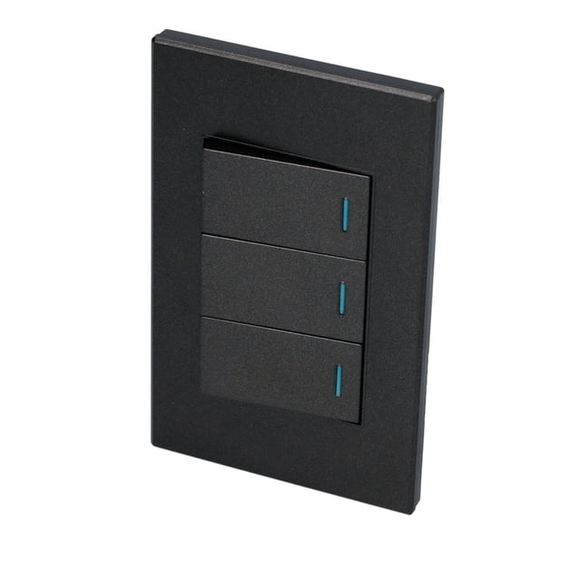Placa Con 3 Apagadores Negro 1/3 40000 Ciclos De Uso SURTEK P623N