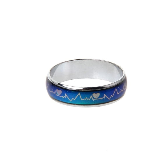 YongCo Funny Color Temperature Changing Finger Ring Lovers Heartbeat ECG Mood Ring Magic Rings Jewelry Decoration Promise Gifts