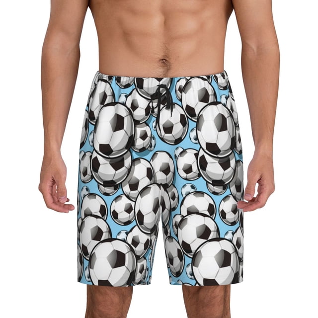 Fotbe Football Soccer Ball Pantalones Cortos de Pijama para Hombre, Ropa de Dormir, Pantalones de Pijama Cortos para Hombre-Large
